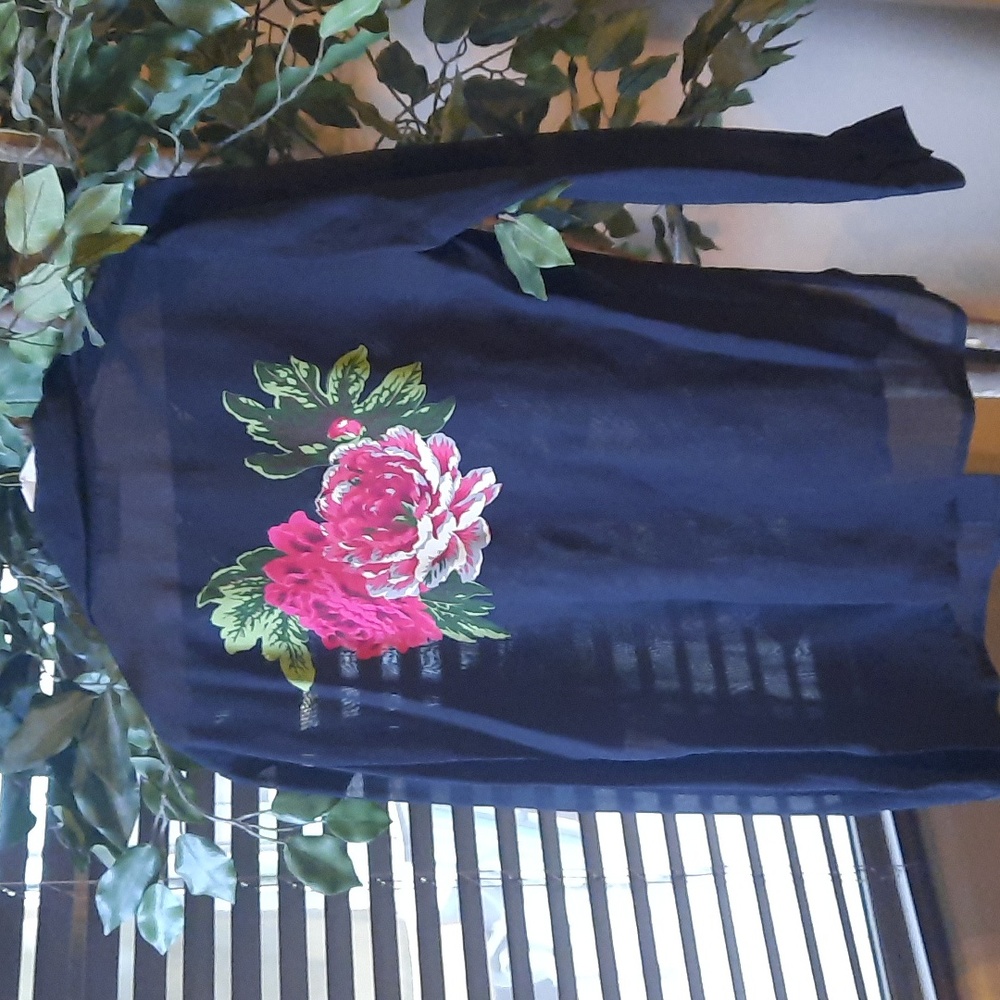 Black Sheer Top Button Up